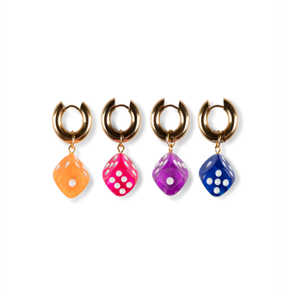 Chunky purple dice - These Chunky earrings are real eye catchers. Wear it on it’s own or create your personal perfect ear party. More is more and less is bore.