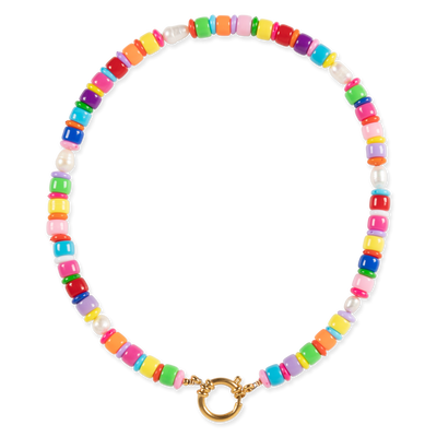 The Bella necklace is here to give your outfit a colorful twist. You can wear it 2 ways; the closing in the front or in the back. Wear it on it's own or layer it for more fun.