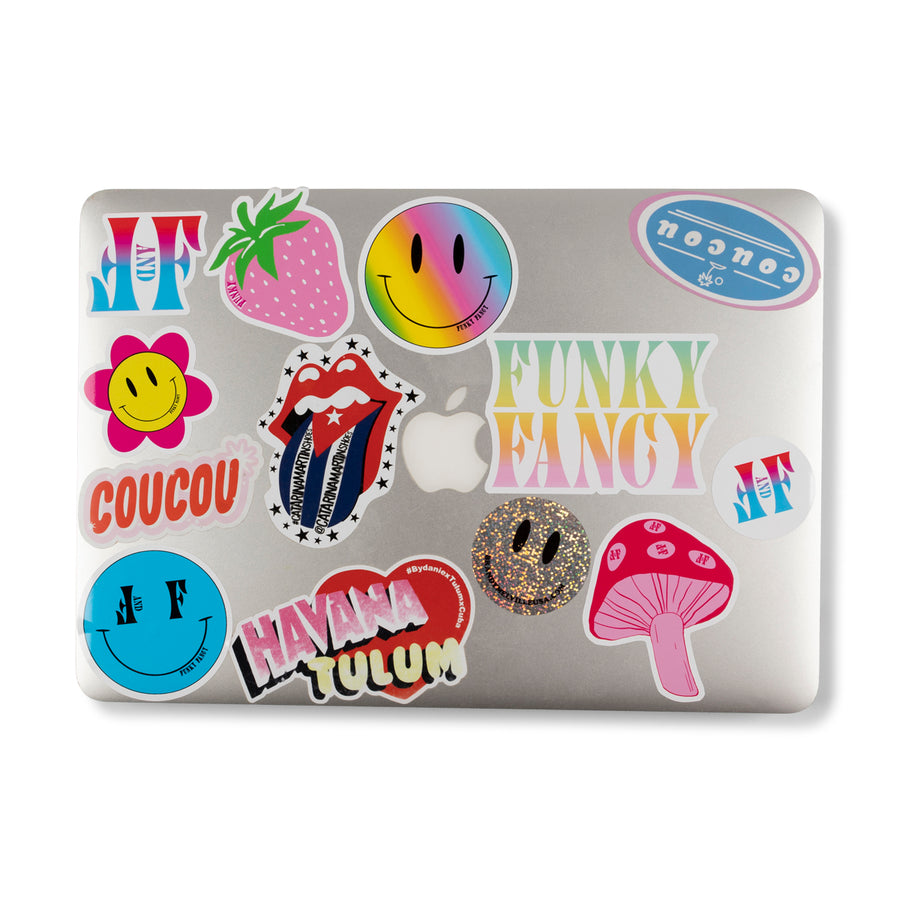 Stickerpack - Spice up your phone, laptop, notebook or just whatever you like with our limited edition Funky & Fancy stickers. The stickerpack includes 8 stickers and a Funky & Fancy card. 