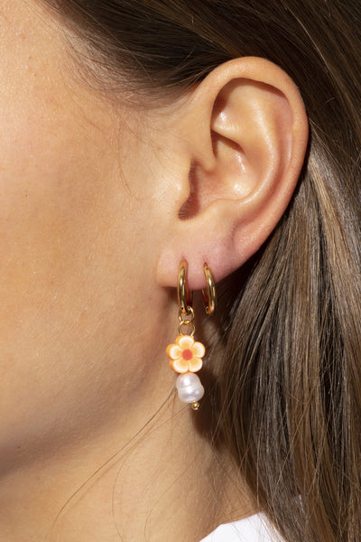Pink flower earring