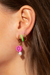 Pink smiley earring