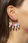 Tie dye heart pink & purple earring